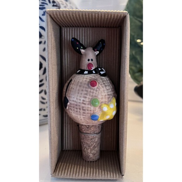 Mudpie Reindeer Rudolph Bottle Topper Holiday Christmas New Hostess Gift - Picture 1 of 3